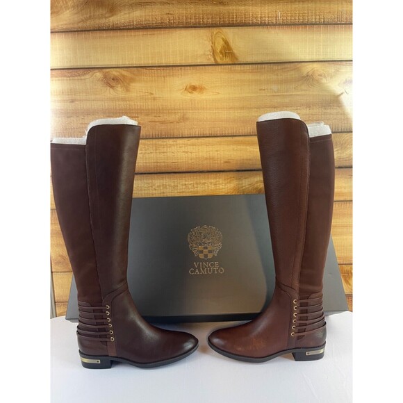 Vince Camuto Shoes - Vince Camuto Riding Boots Womens 6.5 M Payge Brown Gold Leather Rye Whiskey NEW‎